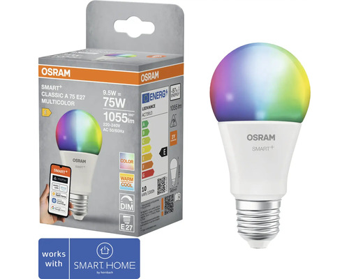 Osram Smart+ E27 Multicolor lampa och förpackning
