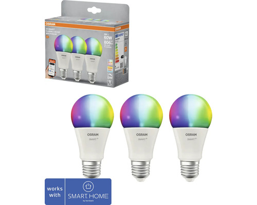 Osram Smart+ LED-lampa 9 watt E27 i ett set med tre