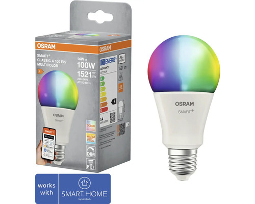 Osram Smart Plus Classic A 100 E27 Multicolorlampa med förpackning
