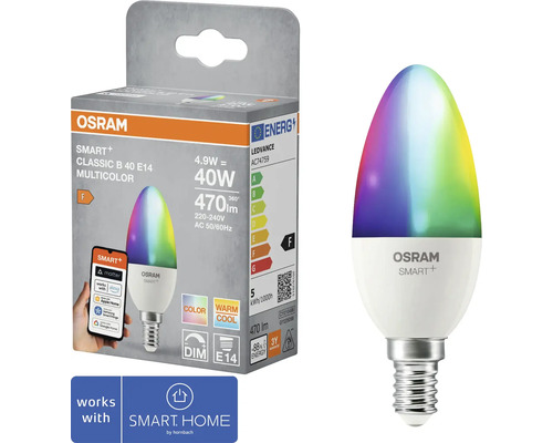 Osram Smart Plus Classic B 40 E14 Multicolor LED-lampa med förpackning