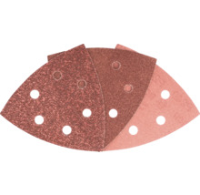 Flera triangulära slippapper med hål