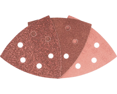 Flera triangulära slippapper med hål