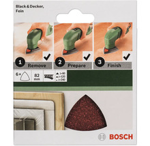 Bosch slippappersset för Black and Decker multislipmaskin, fin korn, 6 delar