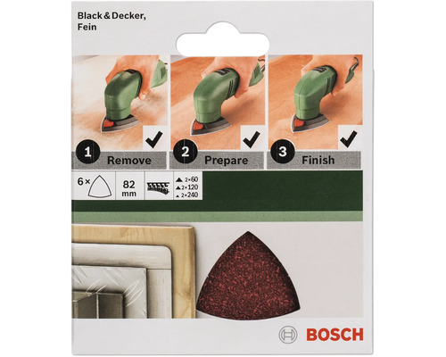 Bosch slippappersset för Black and Decker multislipmaskin, fin korn, 6 delar