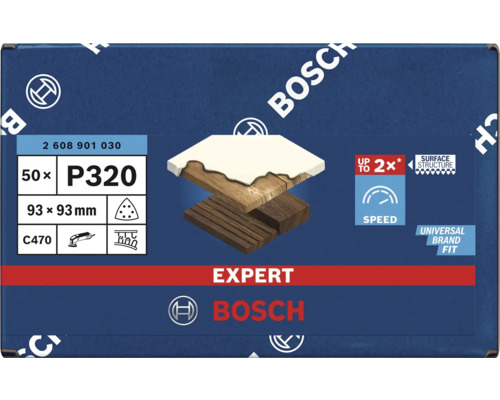 Bosch Expert slippappersset, kornstorlek P320, 93x93mm, 50 stycken