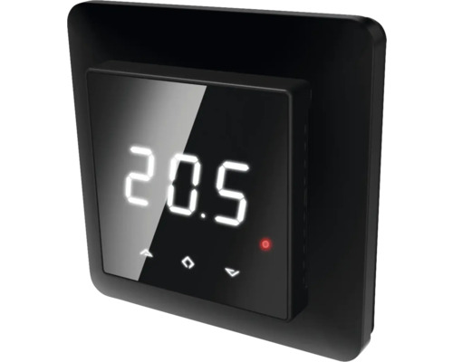Svart rumstermostat med digital display