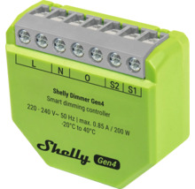 Shelly Dimmer Gen4 smart dimmerkontroller för ljusstyrning i hemautomation med skruvplintar.