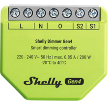 Shelly Dimmer Gen4 smart dimmerkontroller för 220 till 240 Volt och maximalt 200 Watt med skruvterminaler.