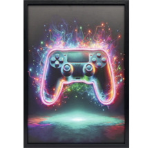 Inramad bild av en spelkontroll med ljuseffekter