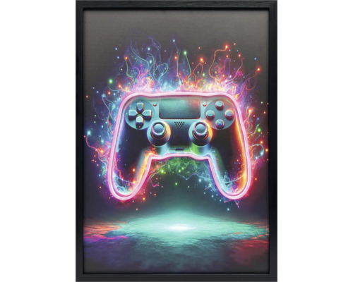 Inramad bild av en spelkontroll med ljuseffekter