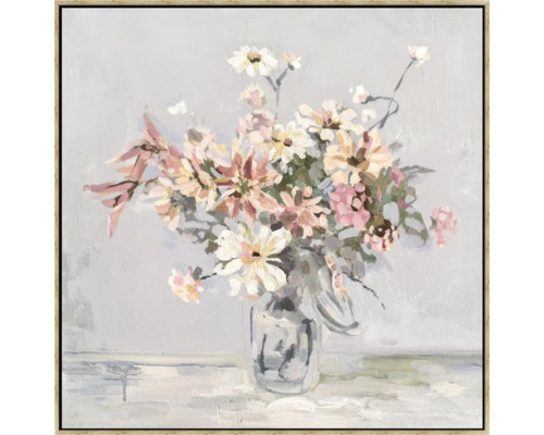 Målning med blommor i en vas