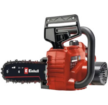 Einhell batteridriven motorsåg med svärd och sågkedja.