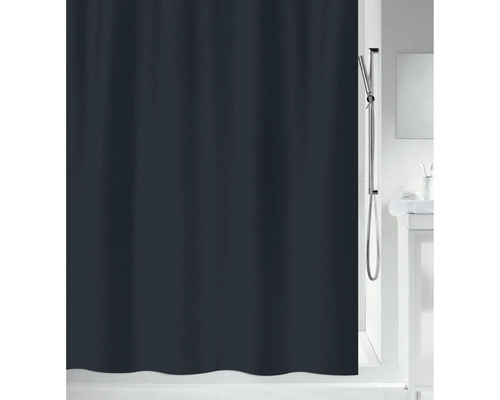 Mörkt duschdraperi i badrummet