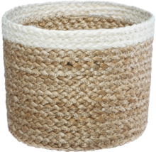 Flätad korg av naturfiber med vit kant