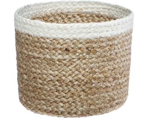 Flätad korg av naturfiber med vit kant
