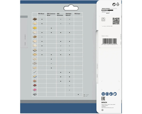 Bosch förpackning med information om materialanvändning
