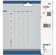 Bosch Pro Expert förpackningstryck med materialtabell och logotyper