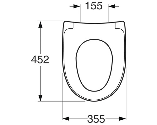 Teknisk ritning av en toalettstol med mått