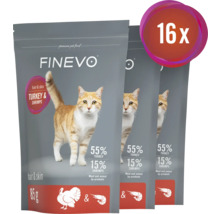 Finevo kattmat med kalkon och räkor, 16-pack