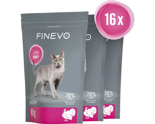 FINEVO kattmat kalkon, sensitive, 16-pack