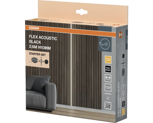 Förpackning för Osram Flex Acoustic Black startpaket, lämplig för inomhusbruk