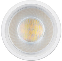 LED-reflektorlampa GU10 med strukturerad lins och vit kant.