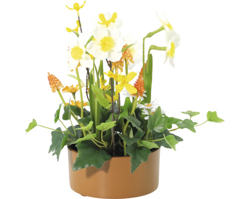 Dekorativa konstgjorda blommor i en kruka