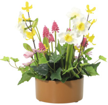 Arrangemang med konstgjorda blommor i kruka