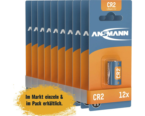 Tolvpack Ansmann CR2 litiumbatterier med 3 volt