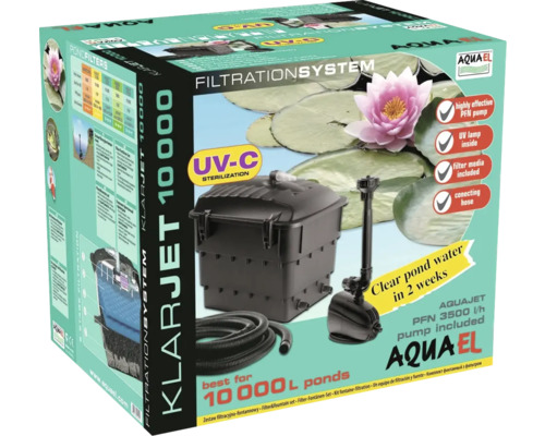 Förpackning för ett Aquael Klarjet 10000 dammfiltersystem