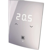 Digital rumstermostat med touchkontroll, digital temperaturdisplay som visar 20,5 grader, pilsymboler och LK Logo.