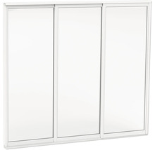 Skjutdörrssystem med tre dörrar i vitt med diskret ram för garderober eller rumsavdelare.