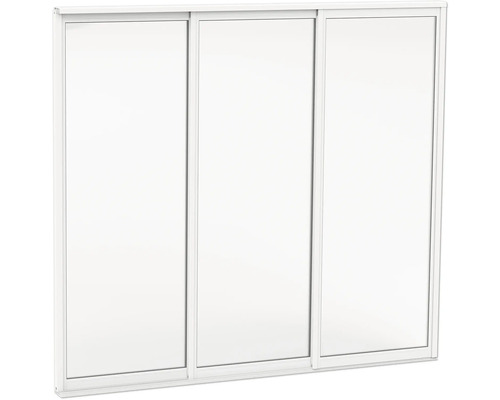 Skjutdörrssystem med tre dörrar i vitt med diskret ram för garderober eller rumsavdelare.