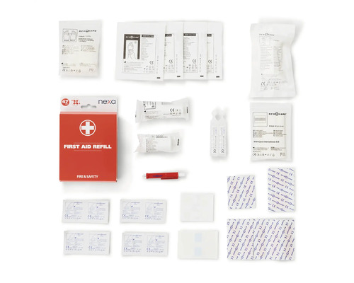 Första hjälpen påfyllningsset med förbandsmaterial och tillbehör