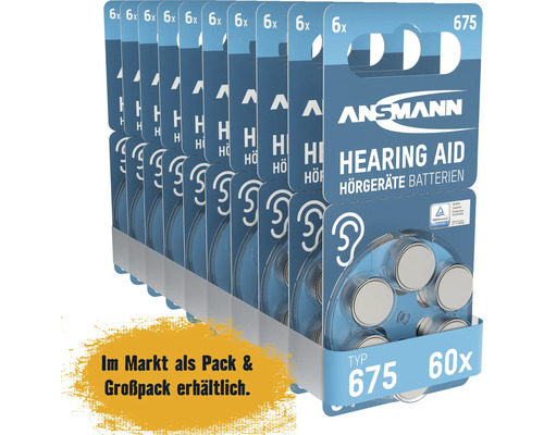 Ansmann Hörbatterier typ 675, 60 stycken