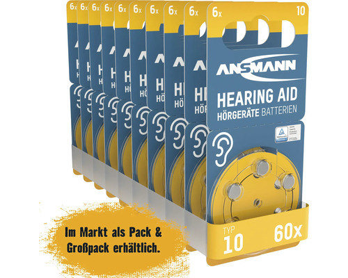Ansmann hörbatterier typ 10, 60 stycken
