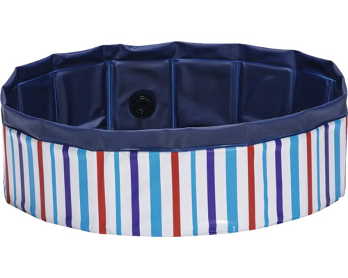 Husdjurspool med randigt mönster och dräneringsventil