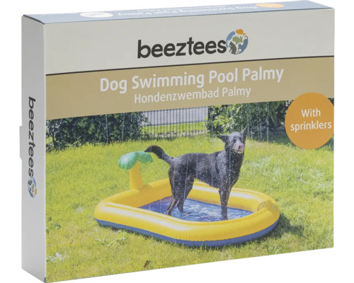 Beelztees hundpool Palmy förpackning med hund i poolen