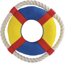 Blå gul livboj med rep