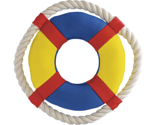 Blå gul livboj med rep