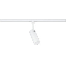 Vit LED-spotlight för skensystem i cylindrisk form, monterad på skena.