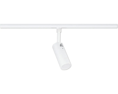 Vit LED-spotlight för skensystem i cylindrisk form, monterad på skena.