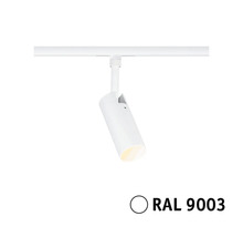 Spotlight för skensystem i signalvit RAL 9003.
