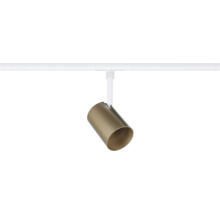 Cylindrisk spotlight för skensystem i metall brons med vit adapter.
