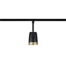 Spotlight för skensystem i metall, svart med guldring.
