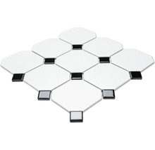 Keramisk mosaikplatta med kvadratiska och åttkantiga element