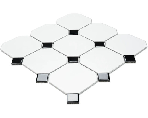 Keramisk mosaikplatta med kvadratiska och åttkantiga element