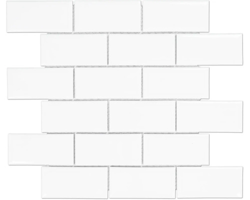 Rektangulära, vita mosaikplattor