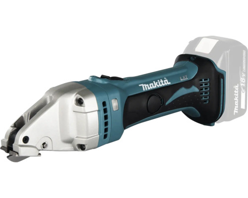 Makita batteridriven plåtsax 18 Volt LXT med skärhuvud av metall.