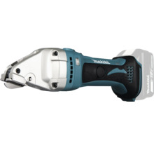 Makita sladdlös plåtsax 18 Volt, blå-svart hölje med silverfärgat klipphuvud i metall och gummerat grepp.